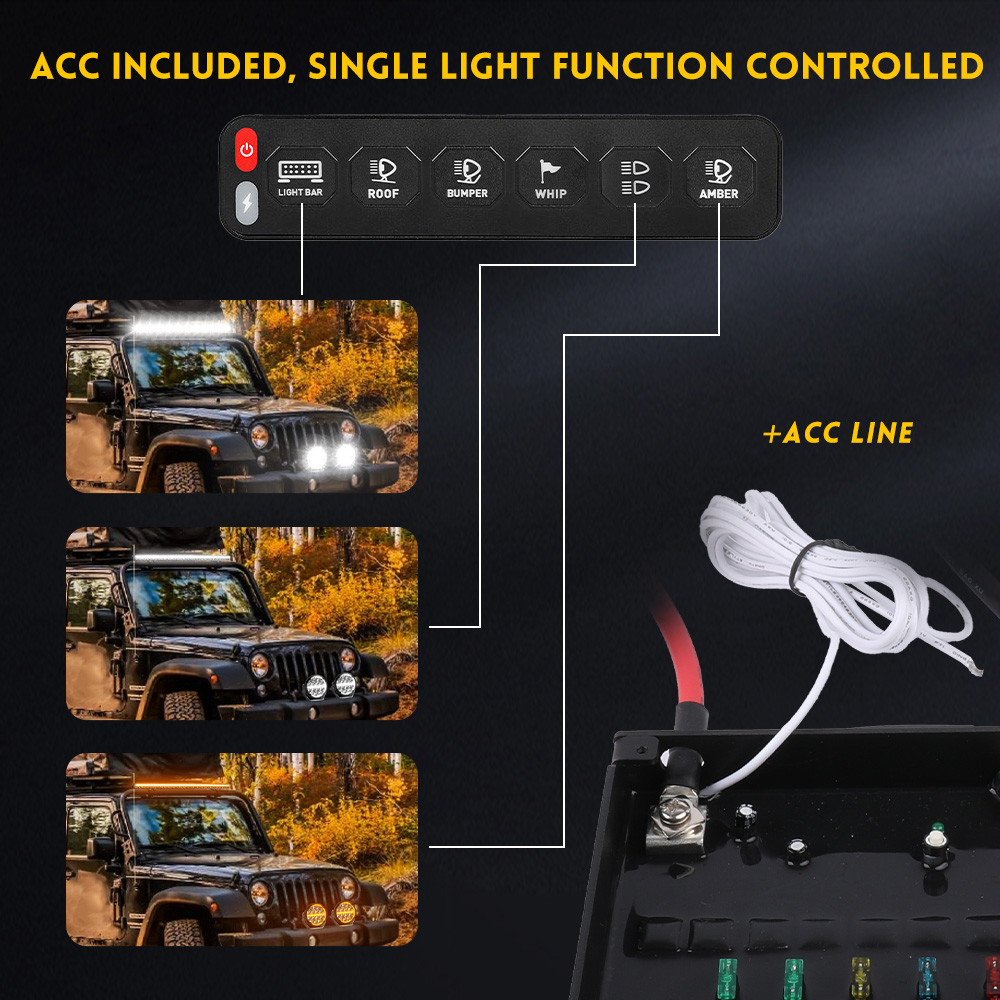 Control de panel de interruptor inalámbrico de 6 pandillas al por mayor con modos de flash ACC para LED conducir luces-jg 6 pandilla