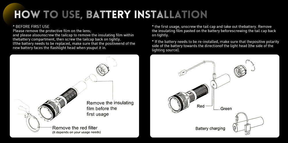 C&oacute;mo usar la potente luz de la luz de la antorcha Lep linterna negra