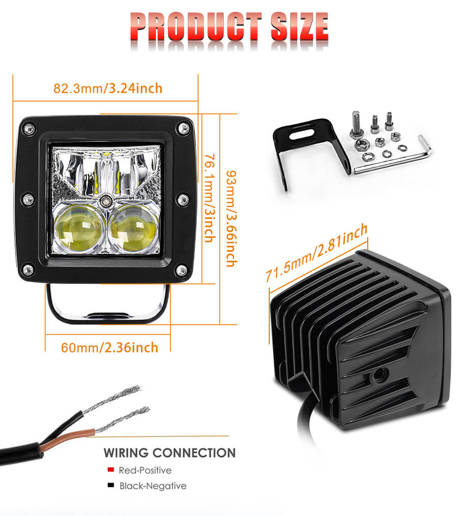 Eagle Series &reg; 5 pulgadas de montaje con descarga grande Cube LED JG-995LB Tama&ntilde;o