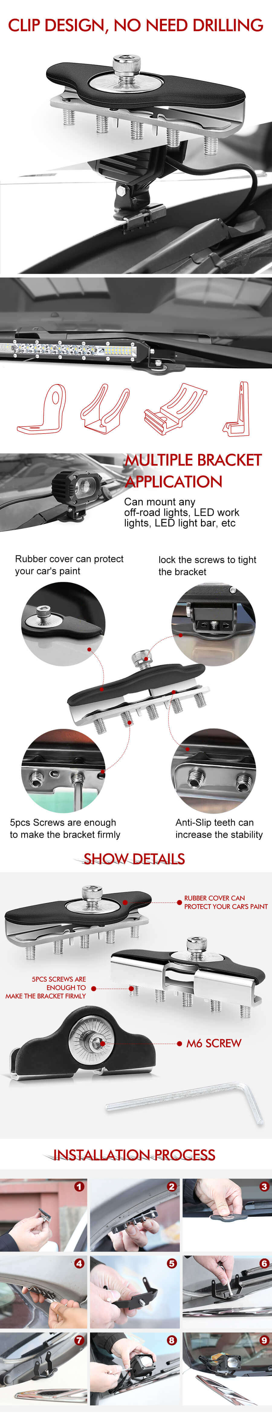 Strackets de montaje de capucha autom&aacute;tica JG-YQ01 Ventajas