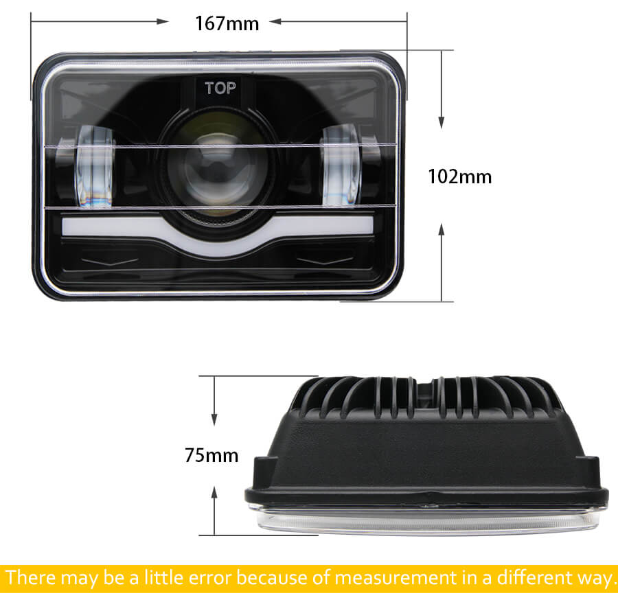 Proveedor de faros LED de 4x6 cuadrados JG-T001N Tama&ntilde;o