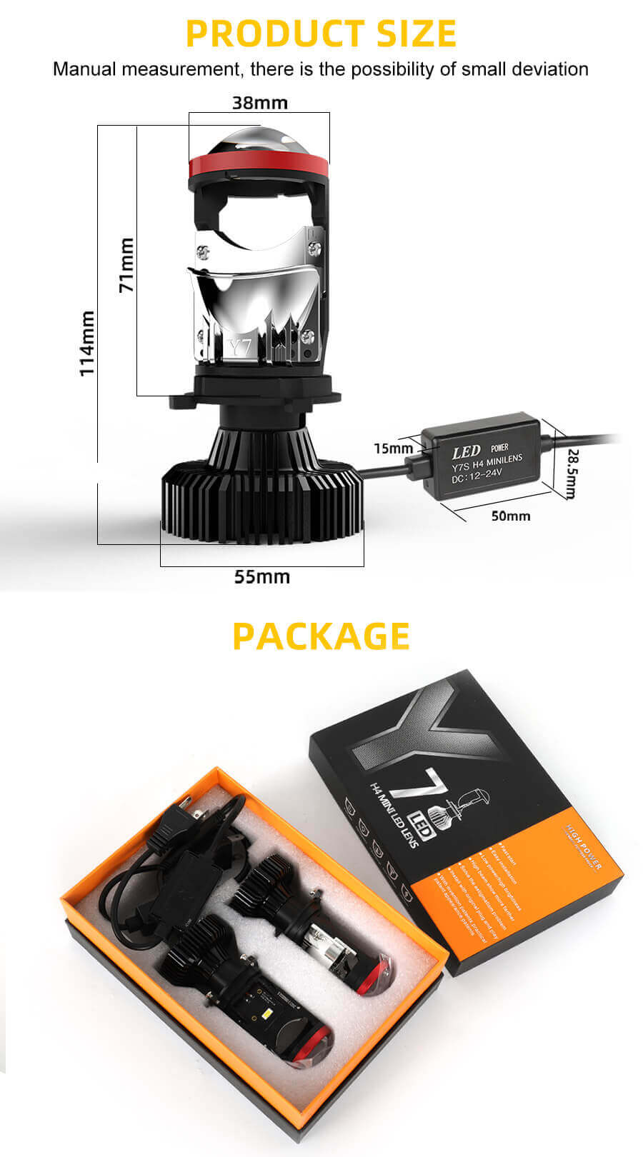 3 colores Directleft Hand Drive H4 Mini Proyector JG-Y7 Tama&ntilde;o