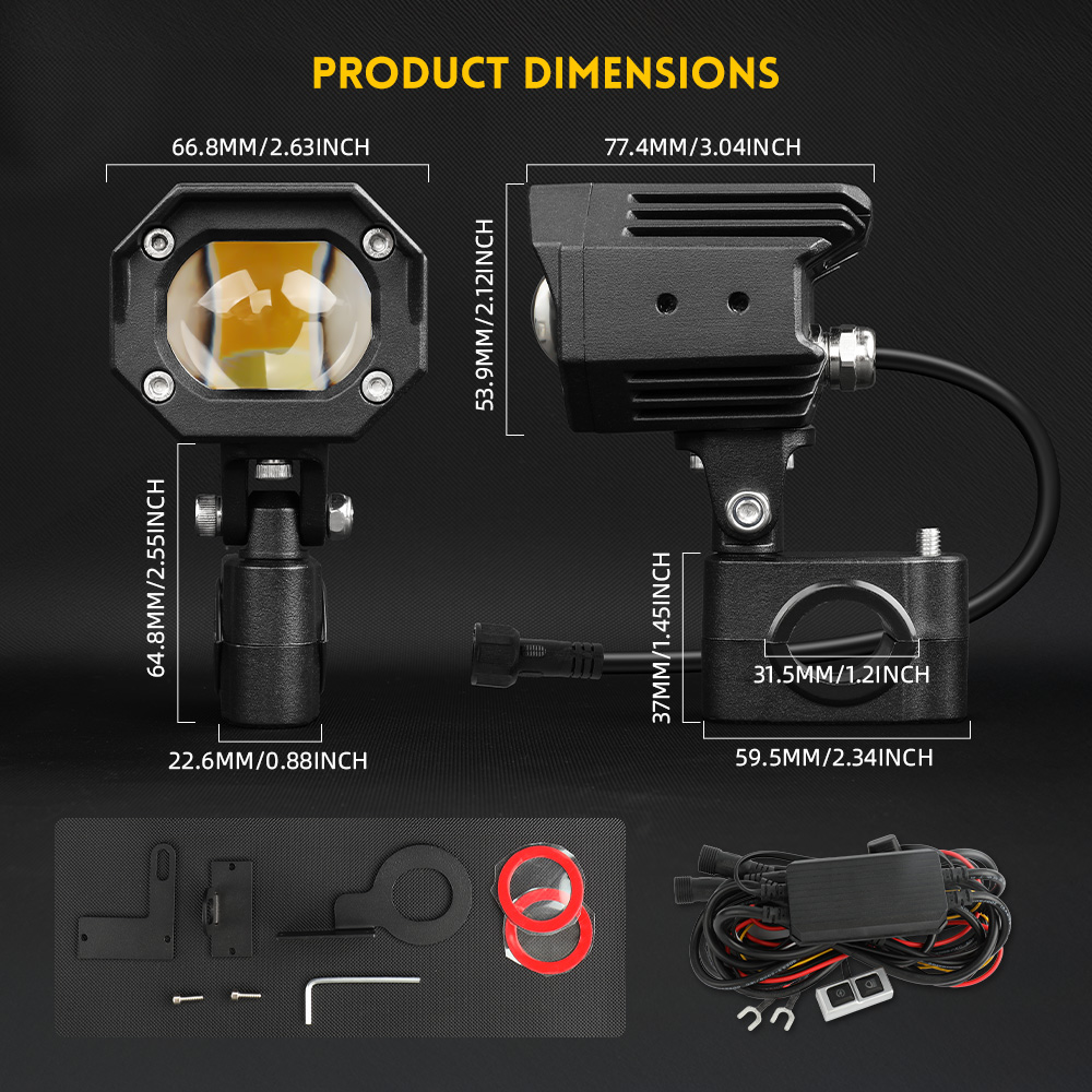 Luz auxiliar de LED de motocicleta de 88W de alta potencia con luces de advertencia 