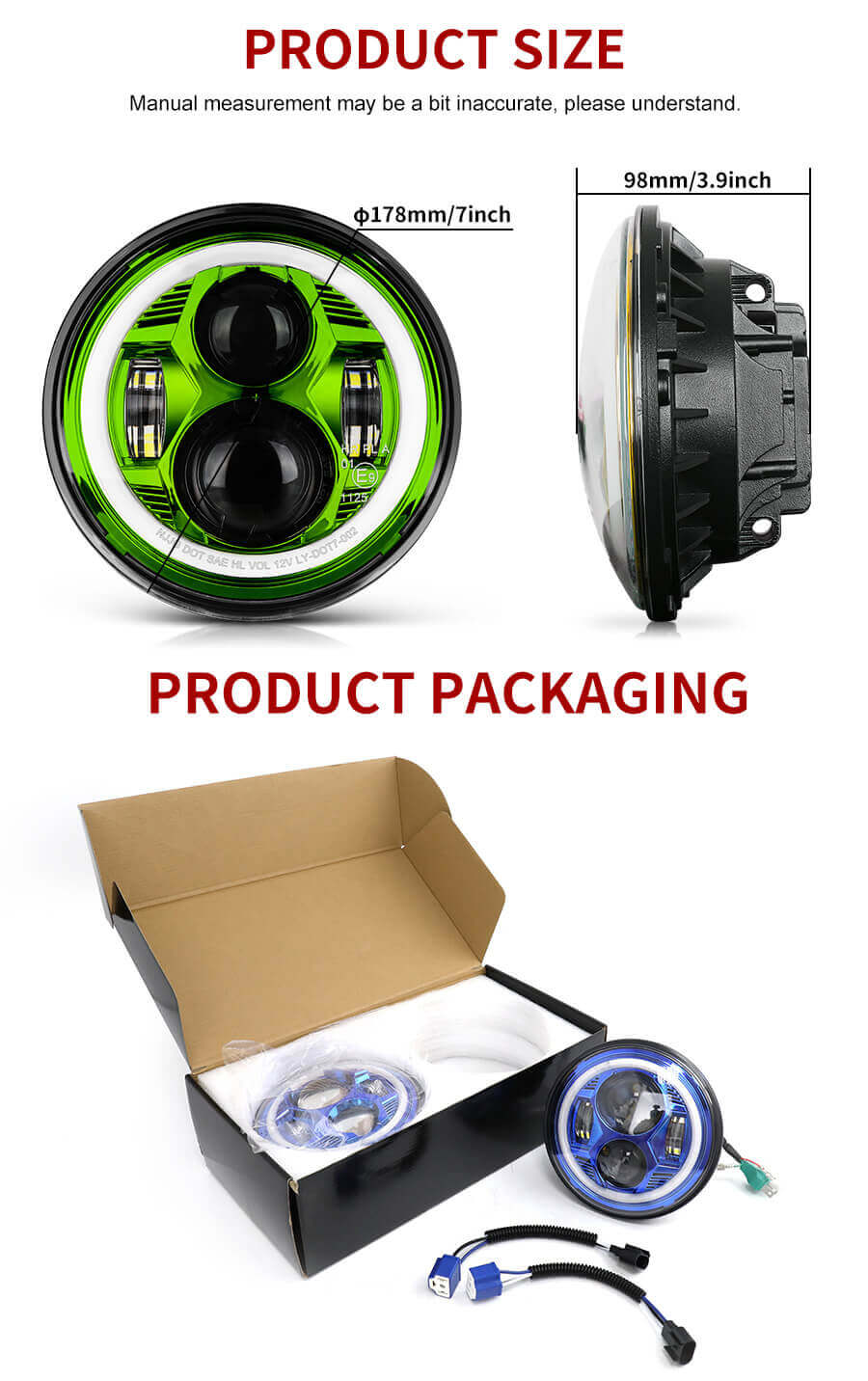 Dot eMark Spider Suministro de faro de 7 pulgadas JG-J003DE Tama&ntilde;o