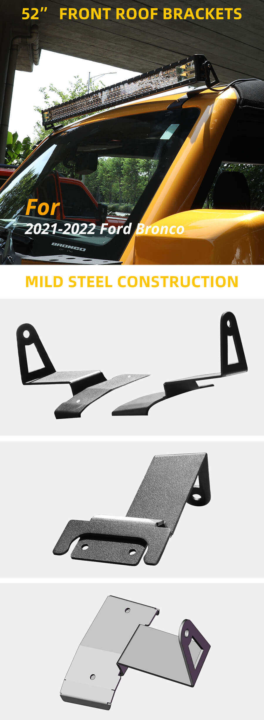 2020-2022 Ford Bronco 52 Soporte de techo delantero para la barra de luz LED Adavnatges