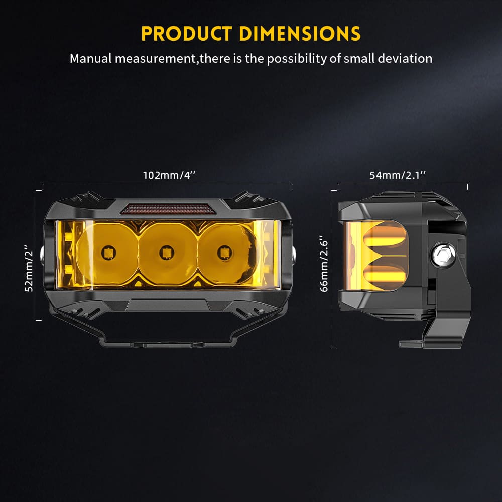 Luces de disparo laterales de 4 pulgadas y 70 W con DRL-925-PRO blanco ámbar