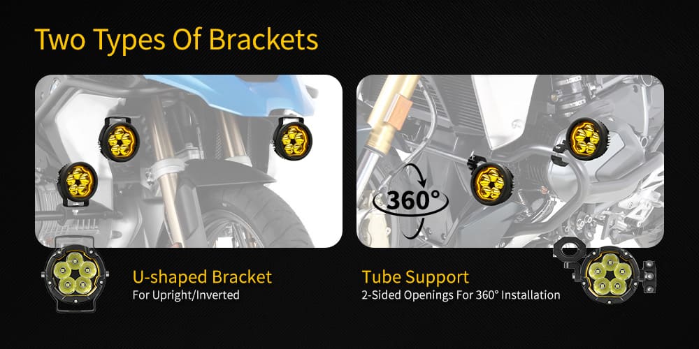 soportes de montaje de luz LED para motocicleta