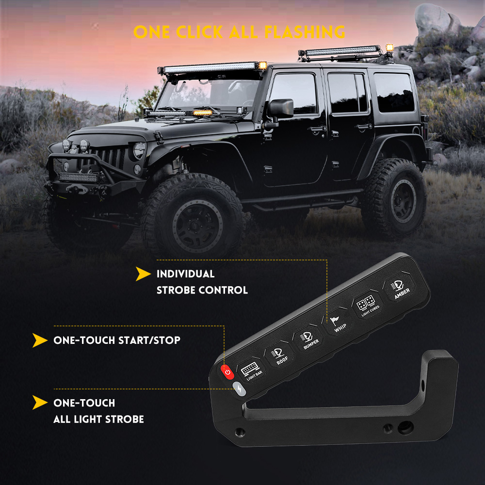 Panel de interruptor de pandilla inalámbrico 6 para Wrangler JK Wholesaler-KZ-CP-6-JK