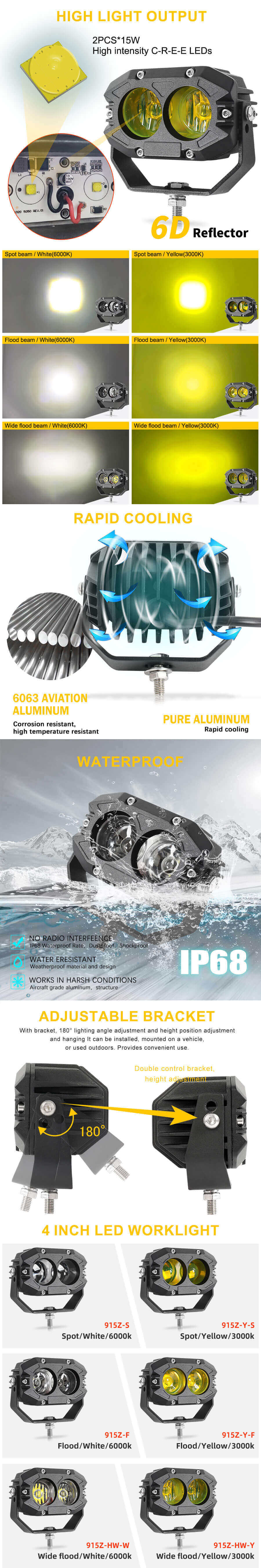 Luces de conducci&oacute;n fuera de carretera Ventajas al por mayor JG-915Z