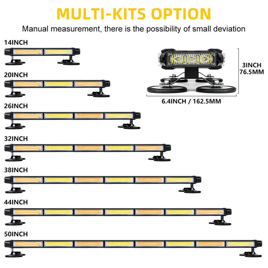 4 lados Barra de luz de emergencia de base magn&eacute;tica Barra BS-L03 Tama&ntilde;o