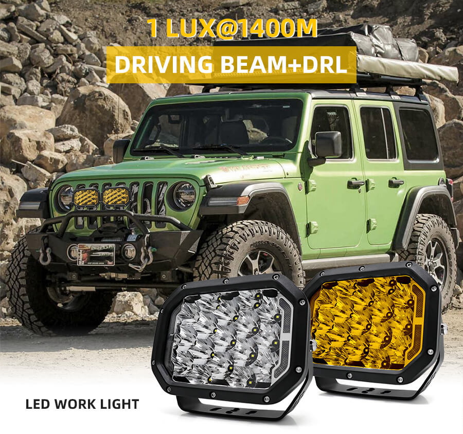 Luces de conducci&oacute;n LED rectangulares 5x7 con detalles DRL JG-947