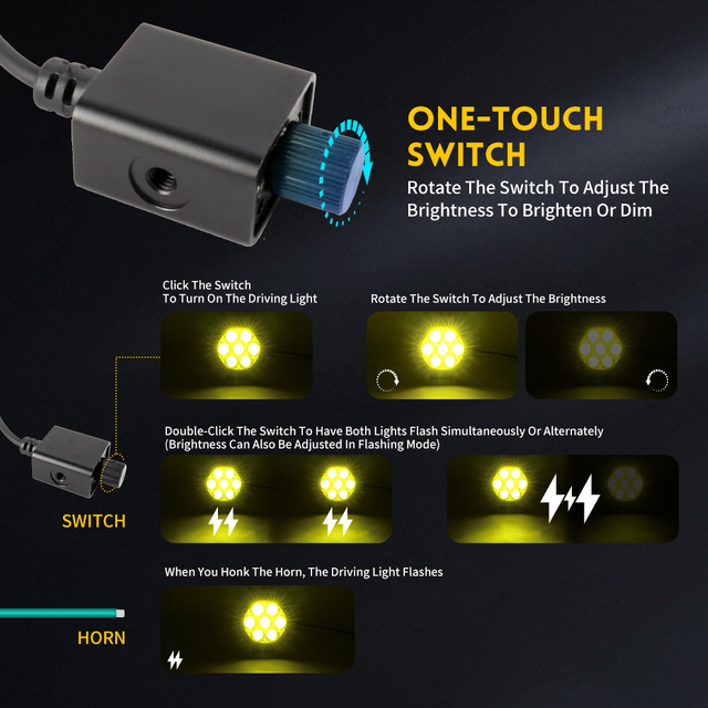 Arnés de alambre de interruptor estroboscópico de motocicleta DT para luces auxiliares-XZ-DT-16-1-2TG 