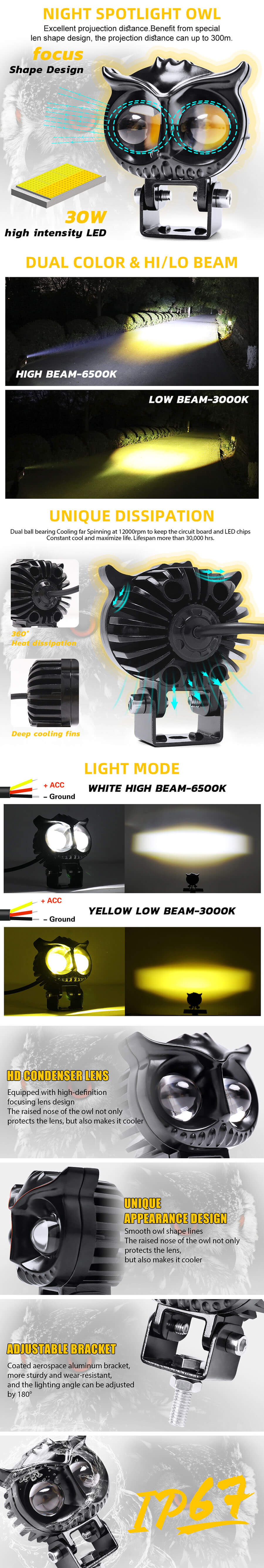 Luces de conducci&oacute;n fuera de carretera Spotlight Owl JG-991-ML-9