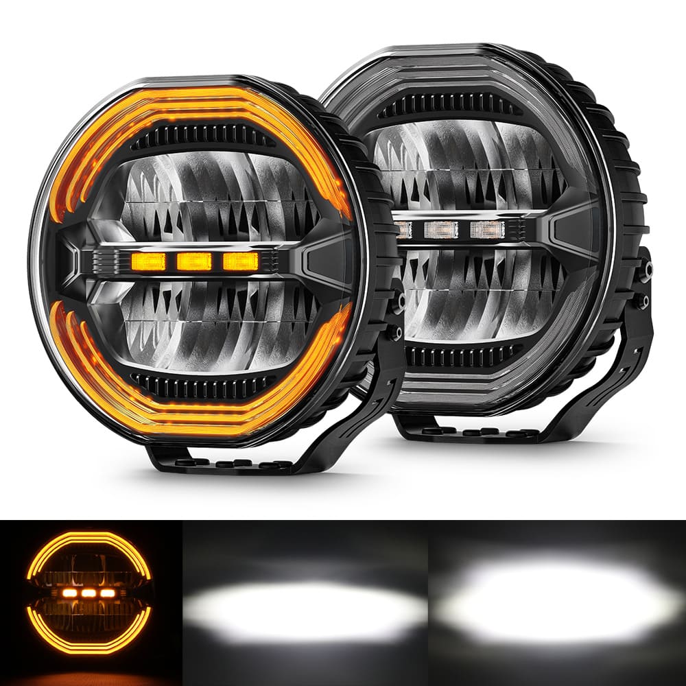Luz de conducción anti resplandeciente de 9 pulgadas con White & Amber DRL-D091-6