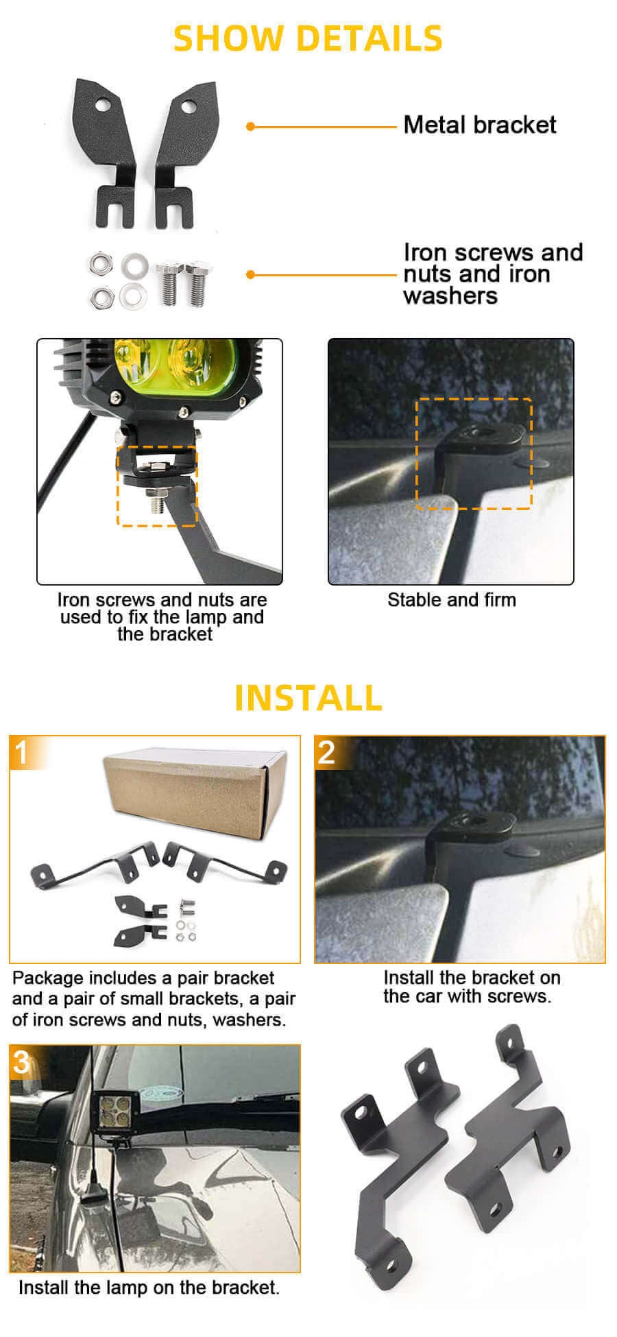 Ford F150 2004-2014 & SVT Raptor 2010-2014 Soporte de luz de zanja de capucha JG-MQ013 Ventajas