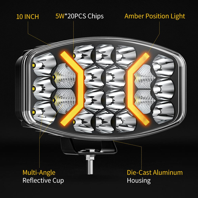 Luz de conducción LED combinada de 10 pulgadas de 100 W con Amber DRL-958-20-Z
