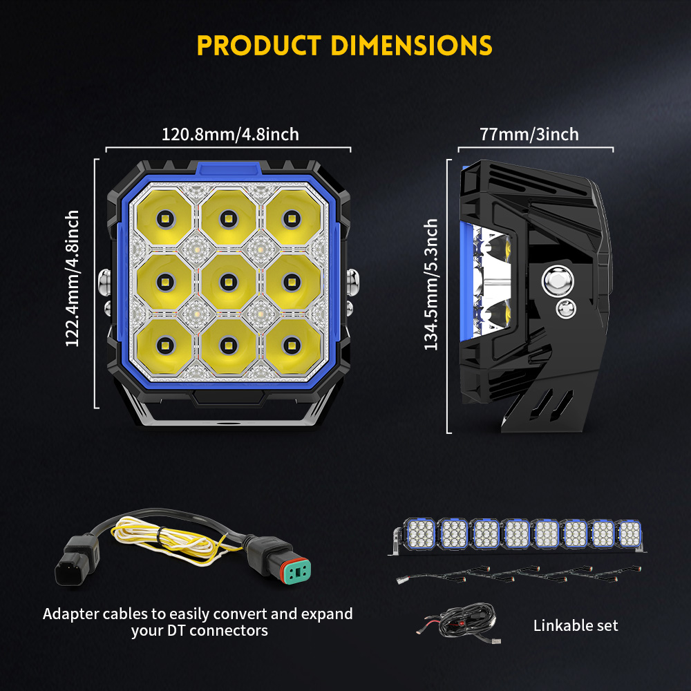 Luces LED LED de disparo lateral de 5 pulgadas con White & Amber DRL