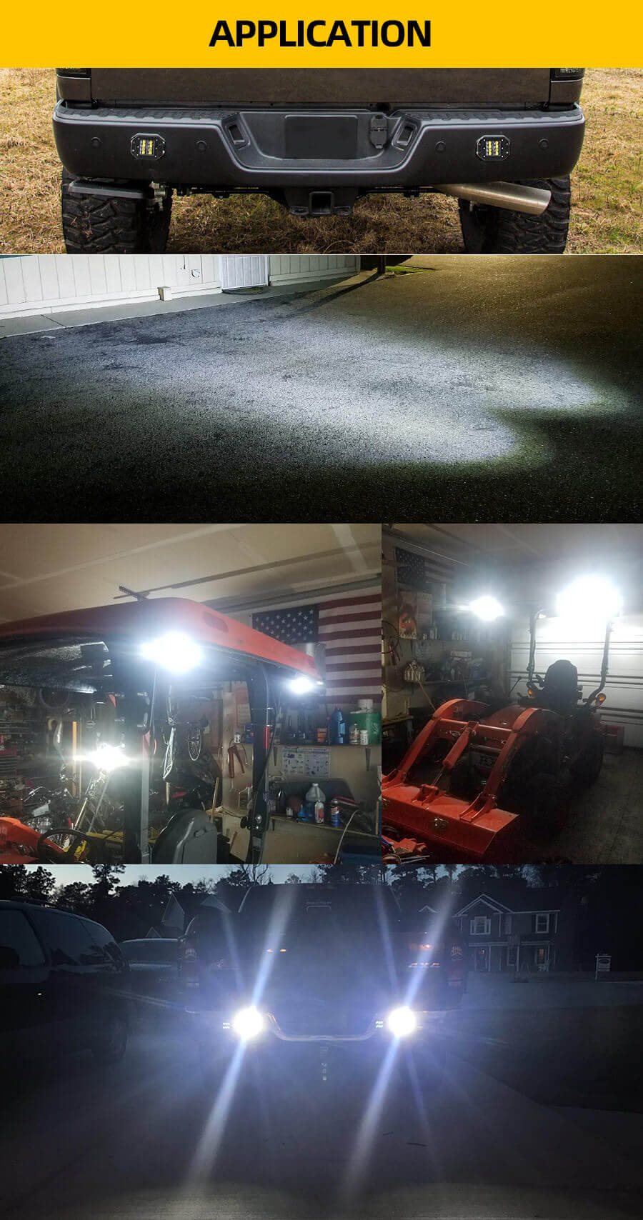 5 vainas LED intermitentes de montura de descarga JG-995DB-8 Aplicaci&oacute;n