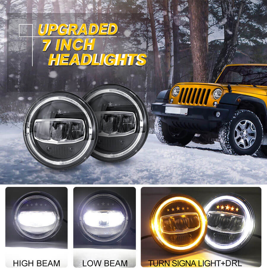 Faro LED de Pentagram de 7 pulgadas para Jeep Wrangler JG-J007