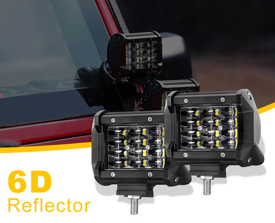 Barra de luz de 4 pulgadas Mini Quad fila JG-9643H Detalles