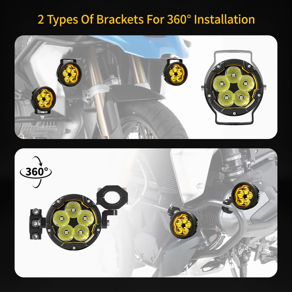 Focos LED redondos para moto de 60 W con DRL-MC-5 ámbar