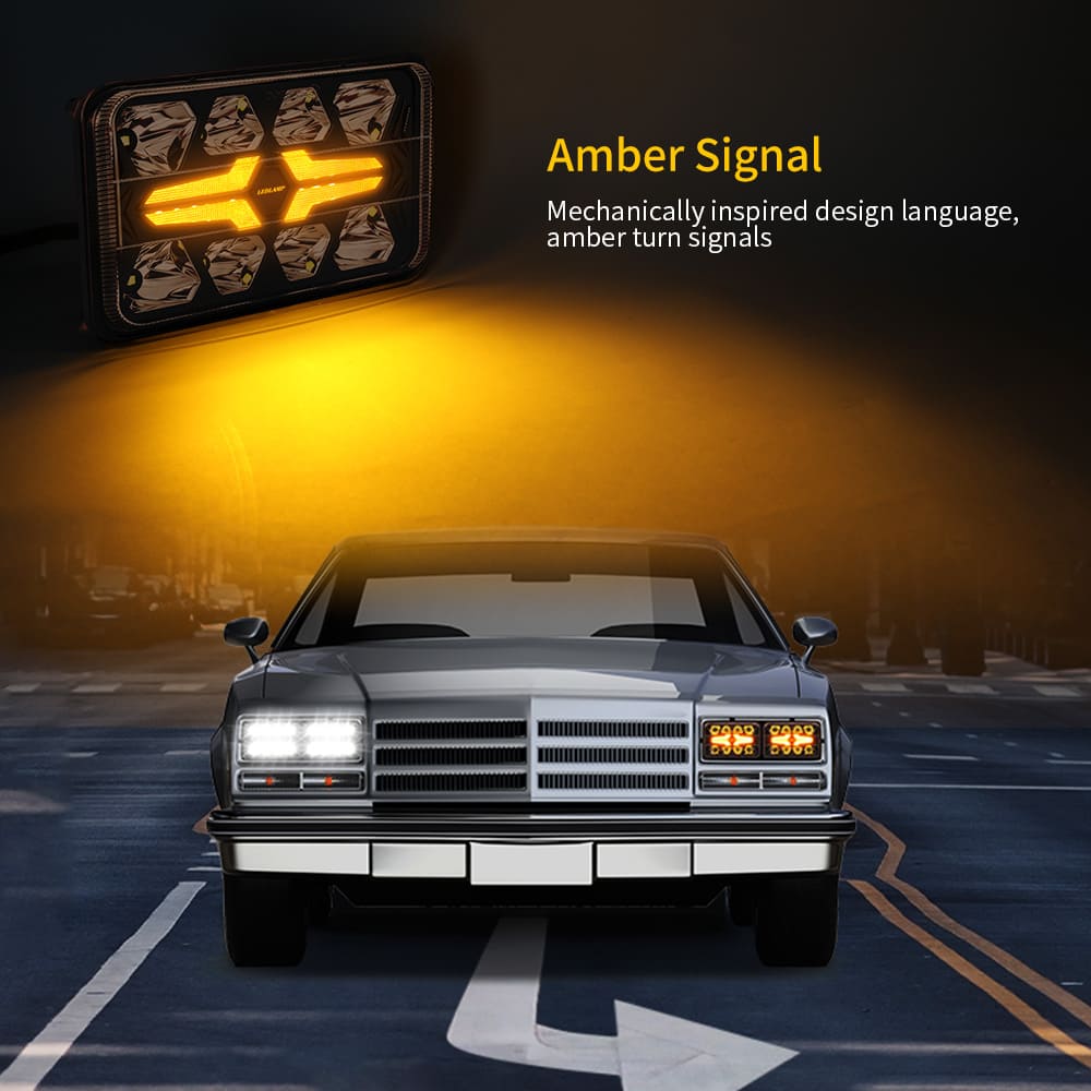 Faro alto y bajo LED cuadrado 4x6 con señal de giro ámbar-CM-2043W