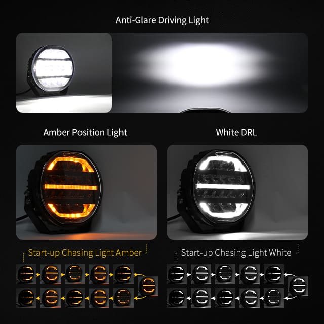 Luz de conducción Vant EL de 9 pulgadas con luz de posición dinámica-901V-CG