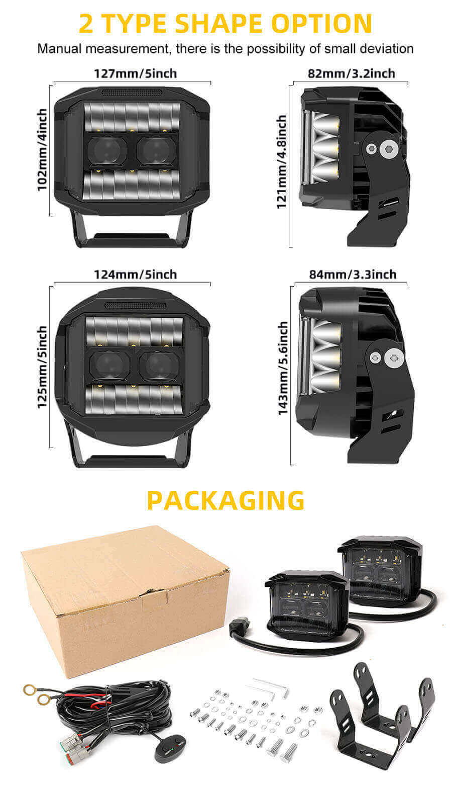 Capa de luz LED de haz combinaci&oacute;n de Sidewinder con el proyector JG-F996D-5-Packaje y tama&ntilde;o