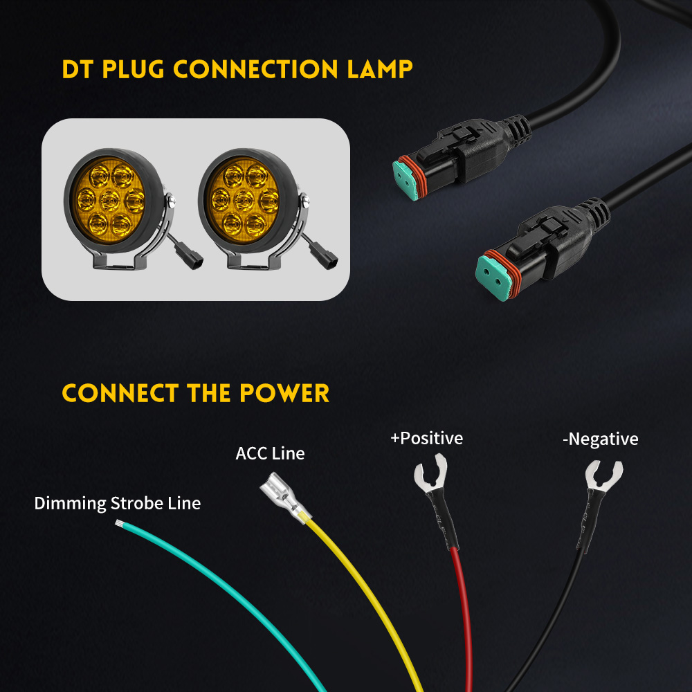 Arnés de alambre de interruptor estroboscópico de motocicleta DT para luces auxiliares-XZ-DT-16-1-2TG 