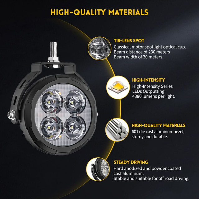 Luz de conducción para motocicleta de 3,5" con retroiluminación ámbar para ADV-D035