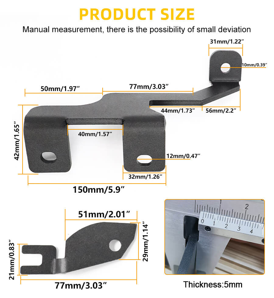 Ford F150 2004-2014 & SVT Raptor 2010-2014 Soporte de luz de zanja de capucha JG-MQ013 Tama&ntilde;o