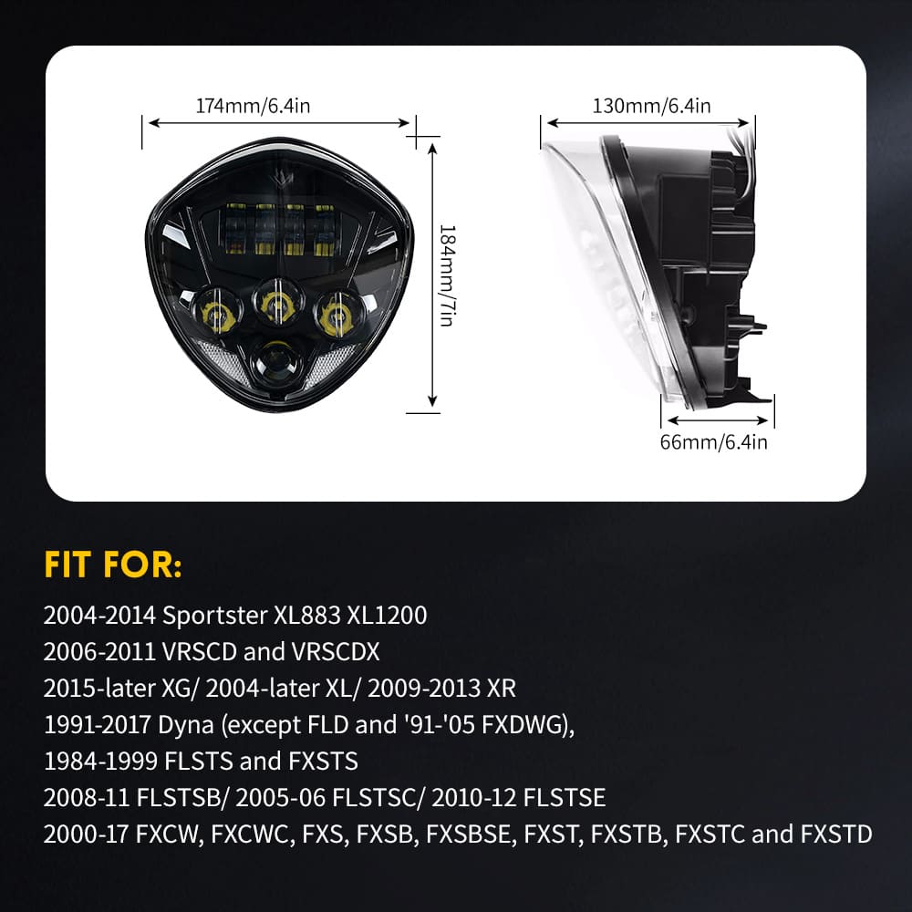 7 "Faro LED de motocicleta Viga baja alta para Harley 10-12 FLSTSE-HL-1003