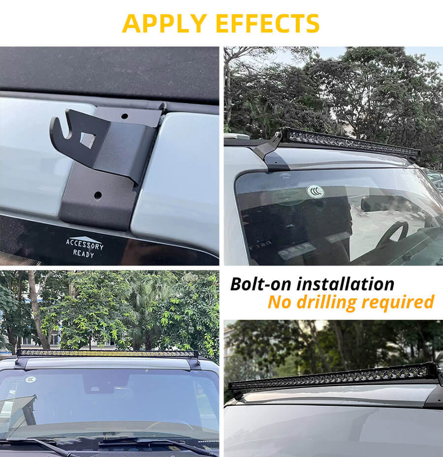 2021-2022 Ford Bronco 42 Soporte de techo delantero para la aplicaci&oacute;n de la barra de luz LED