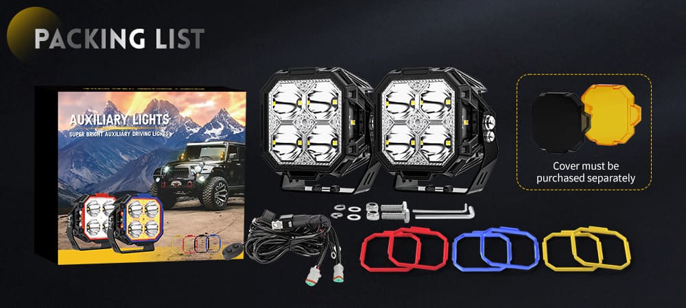 luces-led-pod-lista-de-embalaje-kit-de-cableado-anillos-de-embellecedor