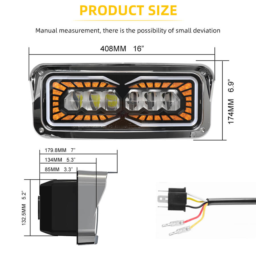 Peterbilt 379 Asamblea de faros delanteros Halo Running Light JG-HPC1001 Tama&ntilde;o