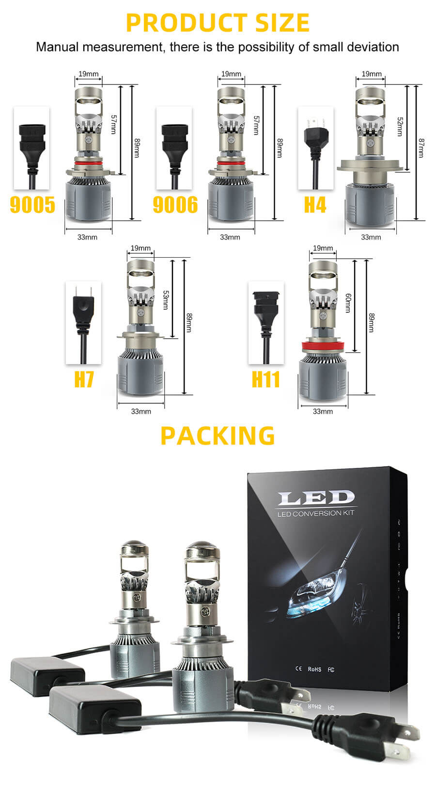 H7H11 Projector Bulb for Headlight Wholesale JG-Y12 size