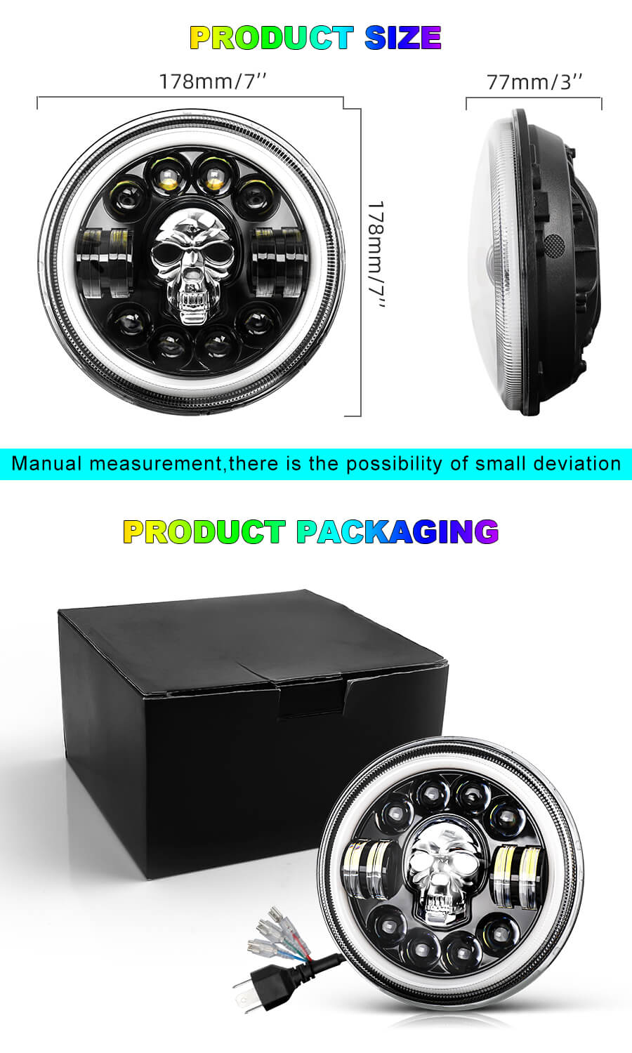 Faro LED RGB de 7 pulgadas JG-J003K