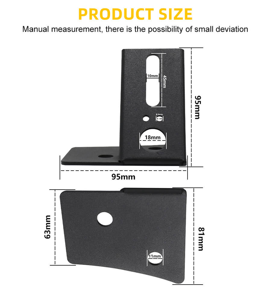 Tama&ntilde;o de la esquina de la bisagra del parabrisas Jeep JK JG-JP001