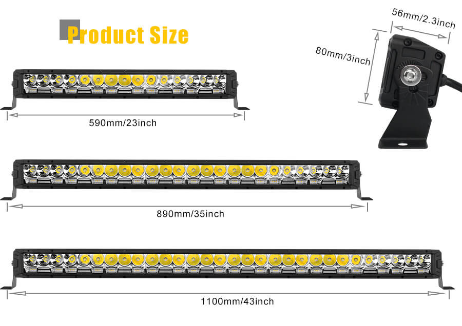 Haz de punto fuerte para larga irradiaci&oacute;n Distancia LED Barra de luz JG-9613F Tama&ntilde;o