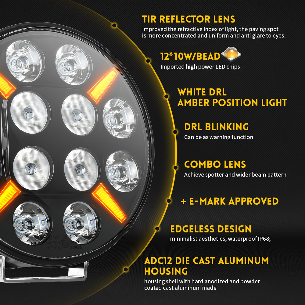 Faros de 9 pulgadas con doble posición Light-901W-12