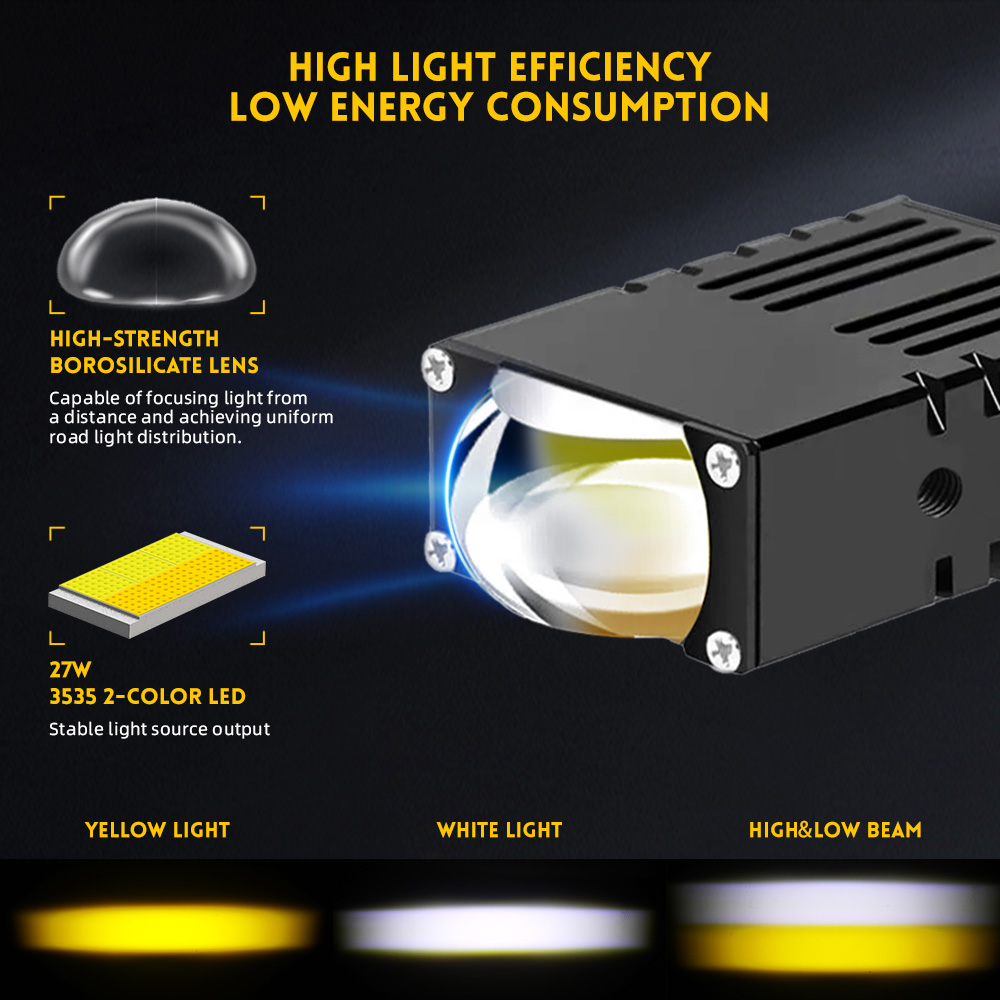 Súper delgado Dual Color alto Luces de parrilla de proyector de rayo bajo para autos-jg-993-cp