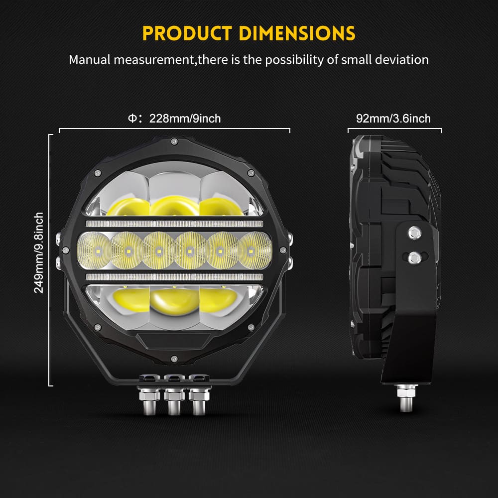 Luces de conducción redondas de 9 pulgadas con luz de posición blanca ámbar jg-d090-c