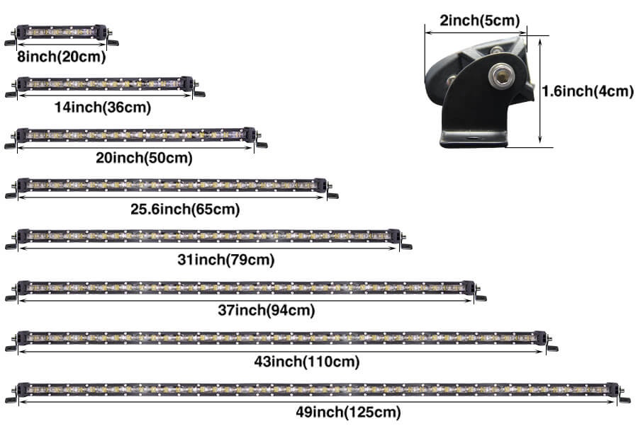 Potente barra de luz LED delgada al por mayor JG-9610A Tama&ntilde;o
