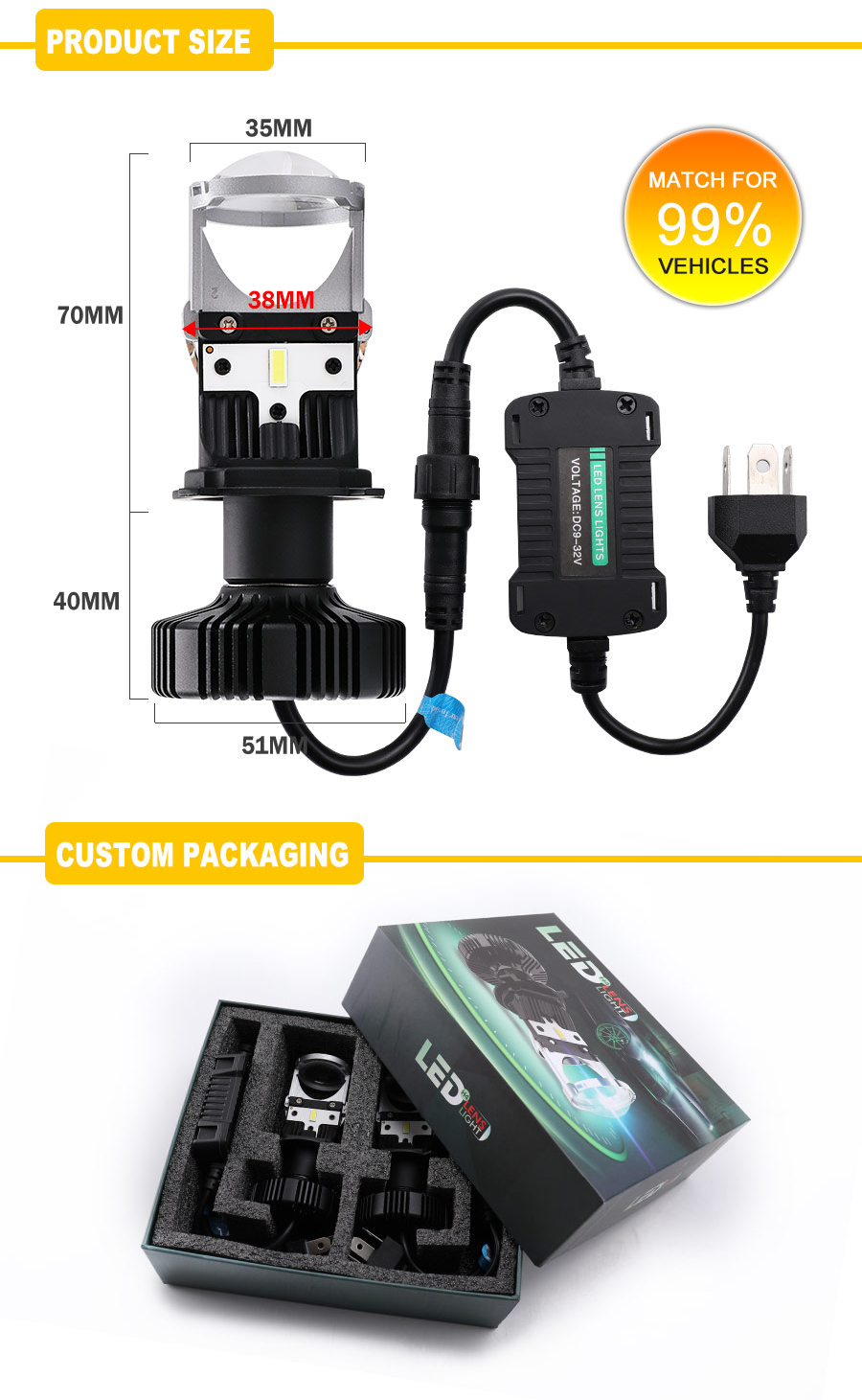 LED Mini Projector H4 Suministro de bombilla JG-Y1 Tama&ntilde;o