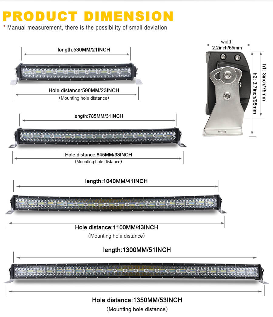 Barras de luz para autom&oacute;viles para camiones 9631T-C Tama&ntilde;o