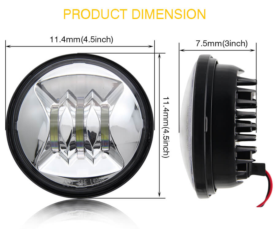 Proveedor de luz Harley Fog de 4.5 pulgadas JG-W002A Tama&ntilde;o