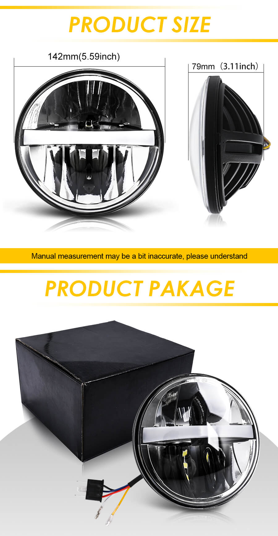 Eagle Series &reg; 5.75 LED Faros al por mayor JG-M004 Tama&ntilde;o