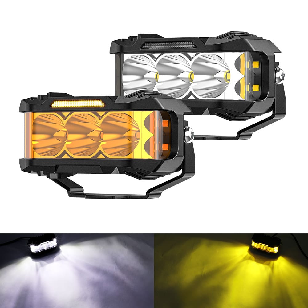 Luces de disparo laterales de 4 pulgadas y 70 W con DRL-925-PRO blanco ámbar