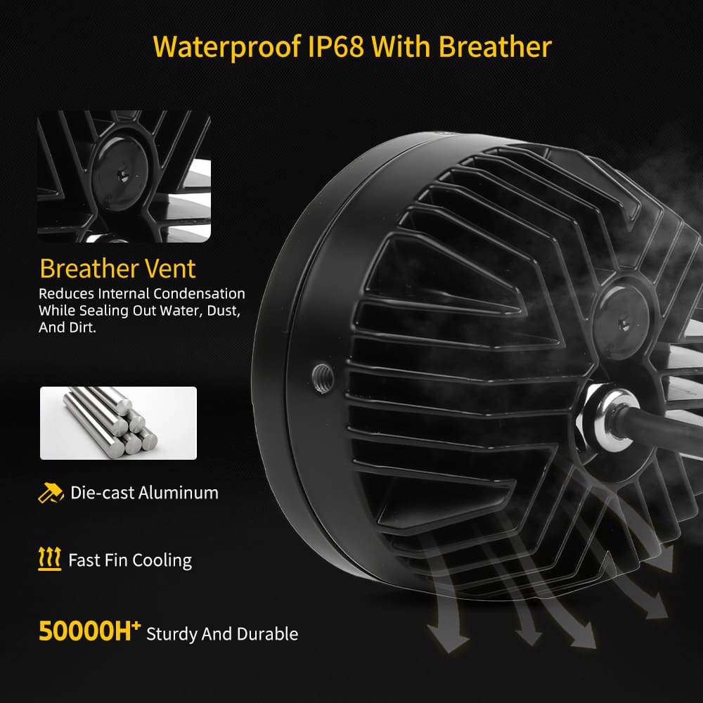 Focos LED redondos para moto de 60 W con DRL-MC-5 ámbar