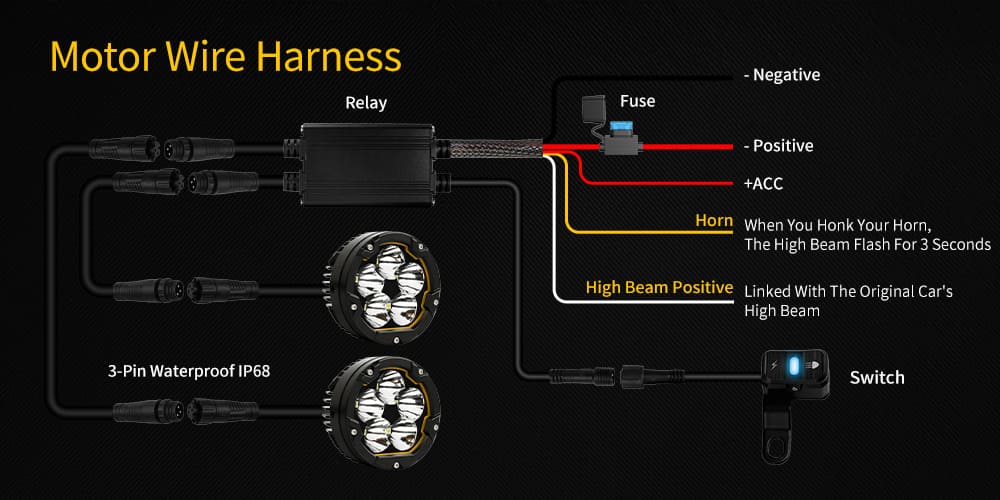Arn&eacute;s de cableado de luz LED para motocicleta